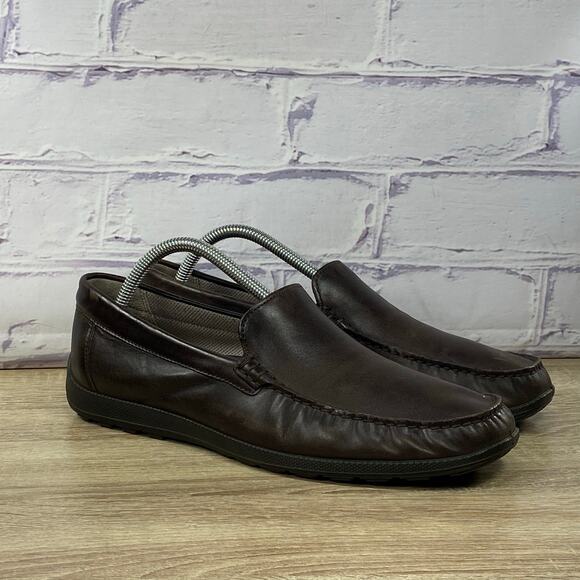 Ecco S Lite Brown Leather Driving Loafers Men\'s 42 US 8 Moc Toe Slip On Shoes main image 5